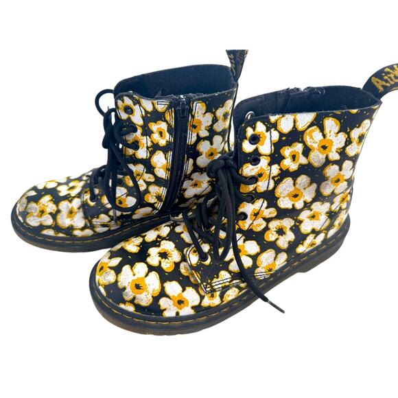 DR. MARTENS GIRLS DAISY PRINT Side ZIP BOOTS 1460 PASCAL SZ 4 - Picture 1 of 6